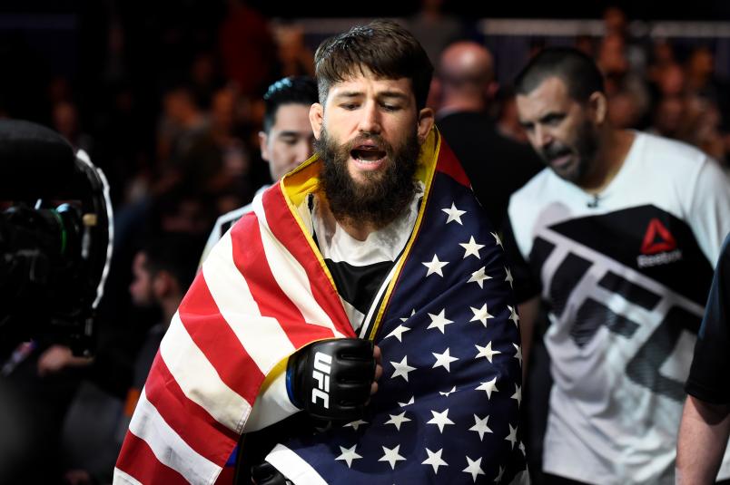 ROTTERDAM, NETHERLANDS - SEPTEMBER 02: Bryan Barberena prepares to enter the Octagon prior to facing Leon Edwards of Jamaica in their welterweight bout during the UFC Fight Night event at the Rotterdam Ahoy on September 2, 2017 in Rotterdam, Netherlands. (Photo by Josh Hedges/Zuffa LLC/Zuffa LLC via Getty Images)