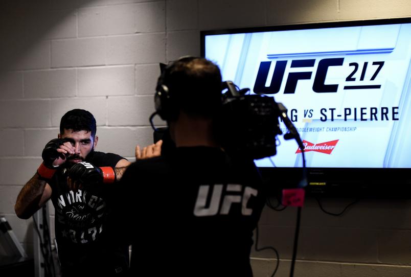 NEW YORK, NY - NOVEMBER 04: Aiemann Zahabi of Canada warms up backstage during the UFC 217 event inside Madison Square Garden on November 4, 2017 in New York City. (Photo by Brandon Magnus/Zuffa LLC/Zuffa LLC via Getty Images)