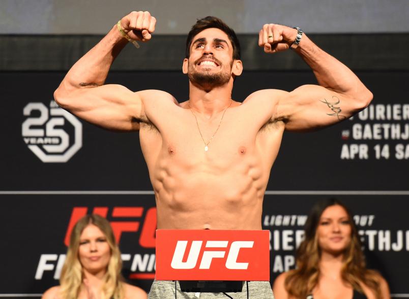 GLENDALE, AZ - APRIL 13: Antonio Carlos Junior of Brazil poses on the scale during the UFC Fight Night weigh-in at the Gila Rivera Arena on April 13, 2018 in Glendale, Arizona. (Photo by Josh Hedges/Zuffa LLC/Zuffa LLC via Getty Images)