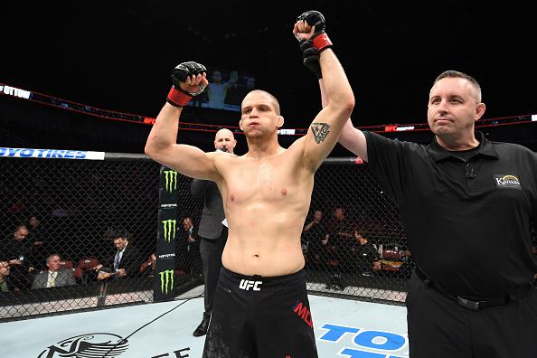 Alex Morono celebrates after defeating Zak Ottow