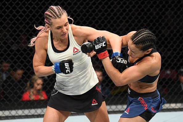 Yana Kunitskaya of Russia punches Marion Reneau
