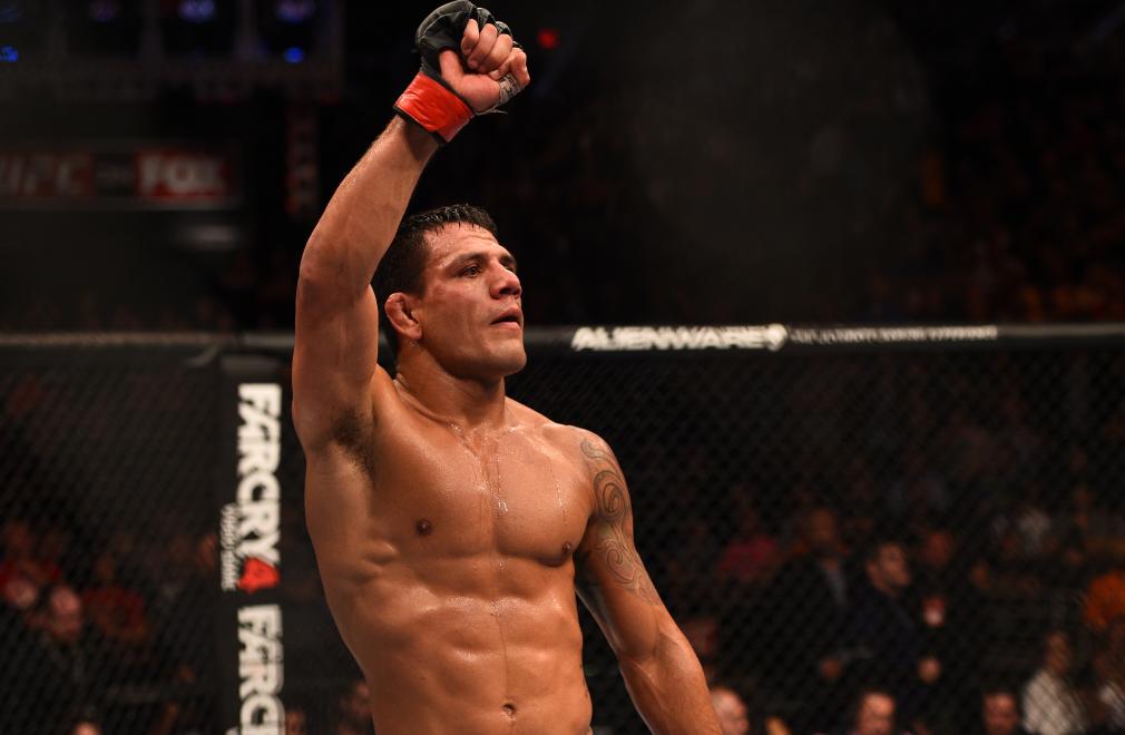 PHOENIX, AZ - DECEMBER 13: Rafael dos Anjos of Brazil celebrates after defeating Nate Diaz in their lightweight fight during the UFC Fight Night event at the U.S. Airways Center on December 13, 2014 in Phoenix, Arizona. (Photo by Josh Hedges/Zuffa LLC/Zuffa LLC via Getty Images)
