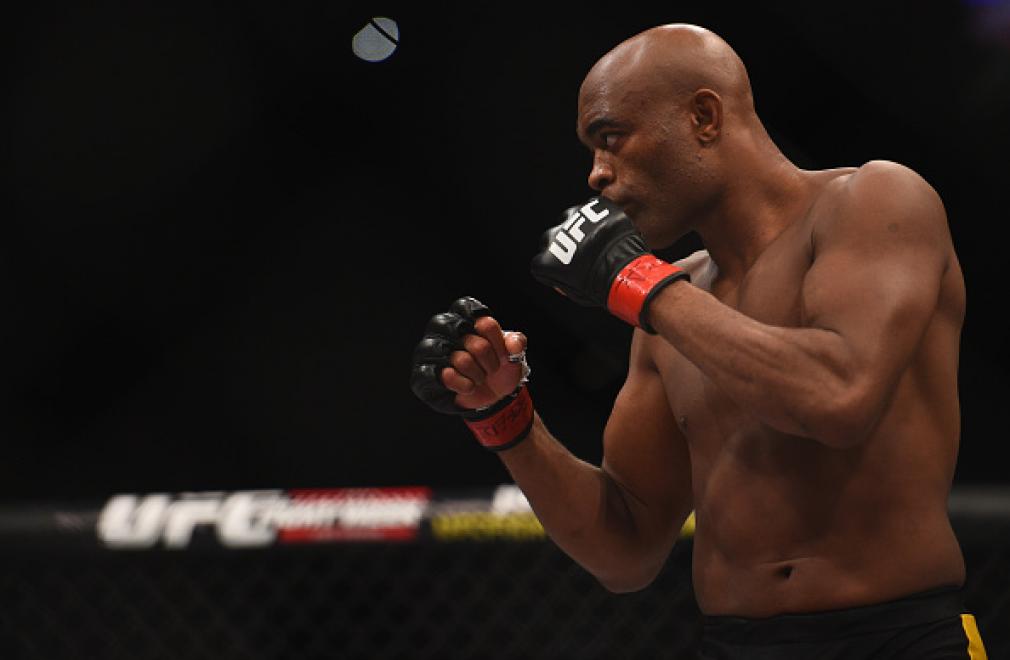 LAS VEGAS, NV - JANUARY 31: Anderson Silva faces Nick Diaz in their middleweight bout during the UFC 183 event at the MGM Grand Garden Arena on January 31, 2015 in Las Vegas, Nevada. (Photo by Jeff Bottari/Zuffa LLC/Zuffa LLC via Getty Images)